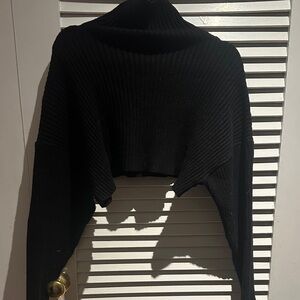 Zara Black Cropped Turtleneck Sweater